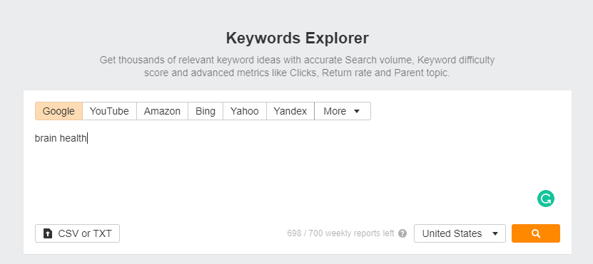 Ahrefs Keywords Explorer SEO