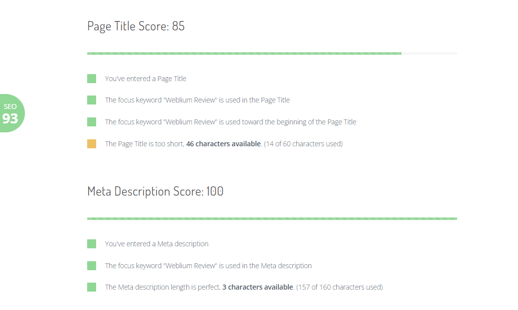 DropInBlog SEO Analyzer SEO Score