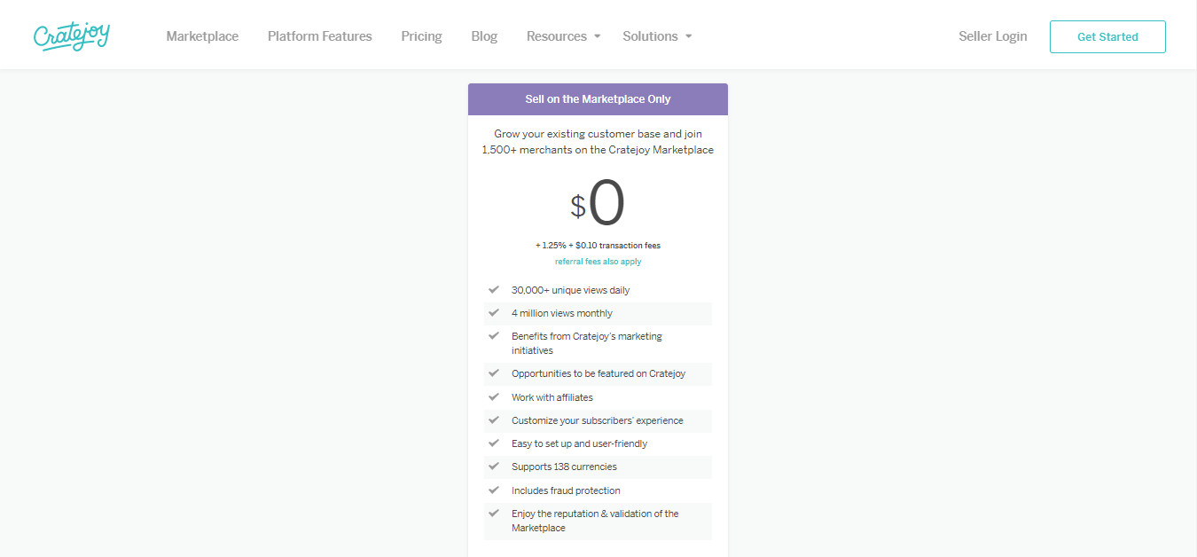 cratejoy pricing free plan