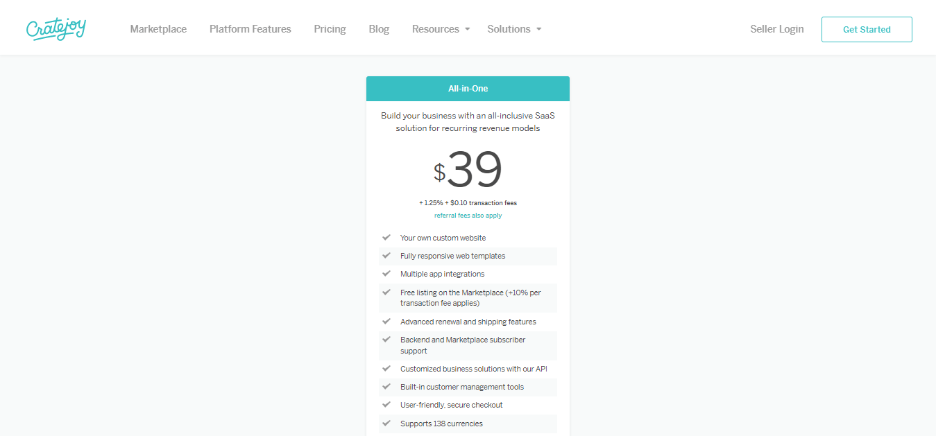 cratejoy pricing paid plan