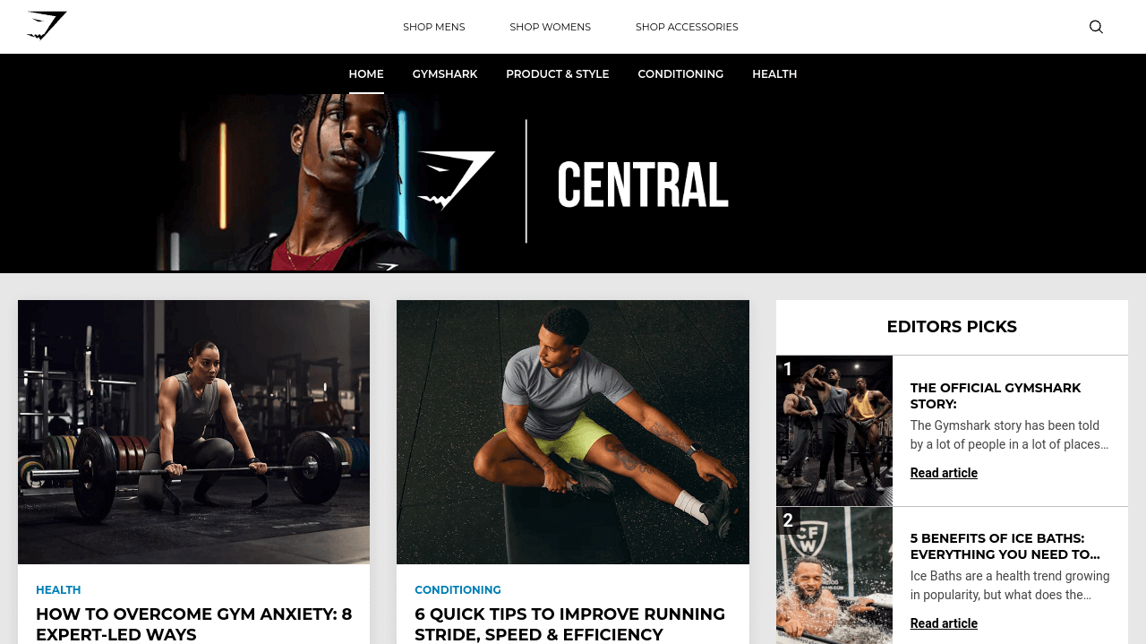 Business blog examples: GymShark