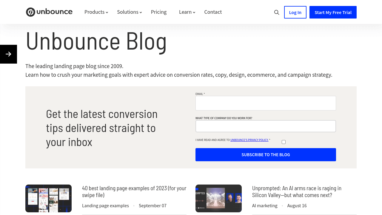 UnBounce blog