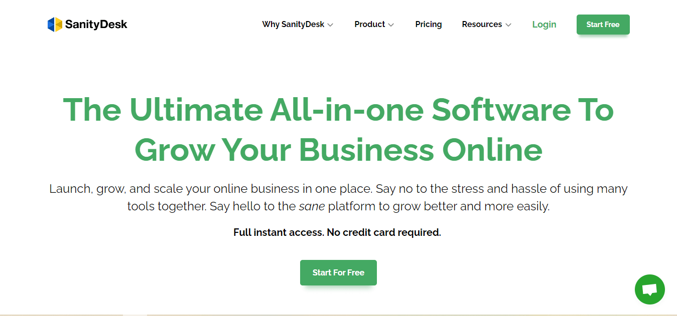 SanityDesk Review homepage