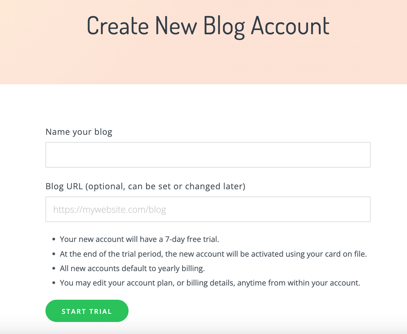 Unified Login - Create New Blog Account