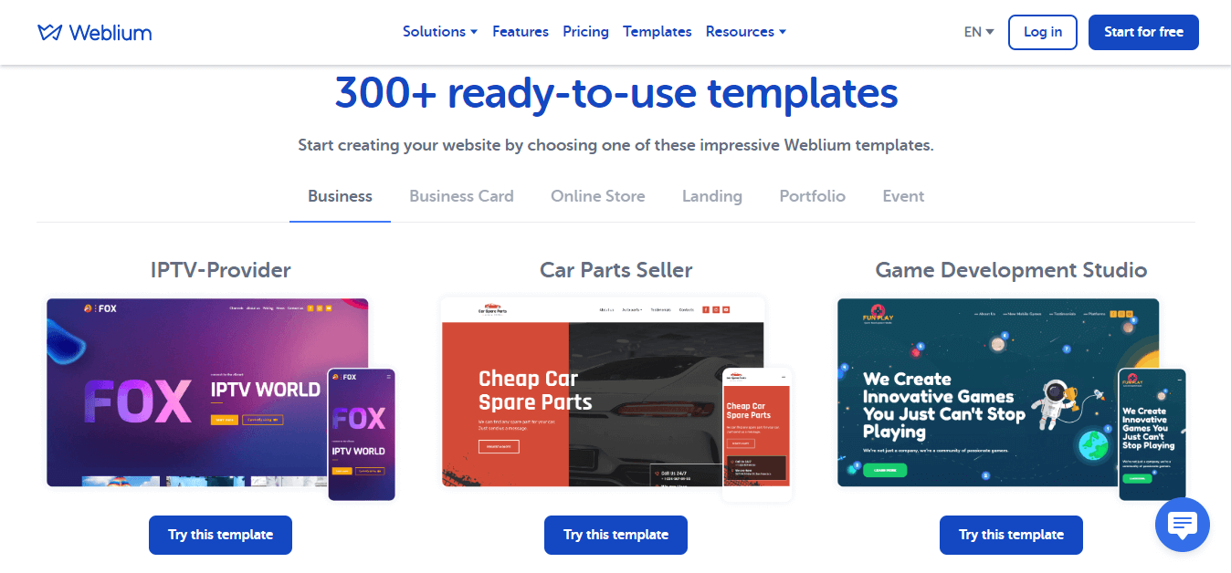 Weblium Review templates