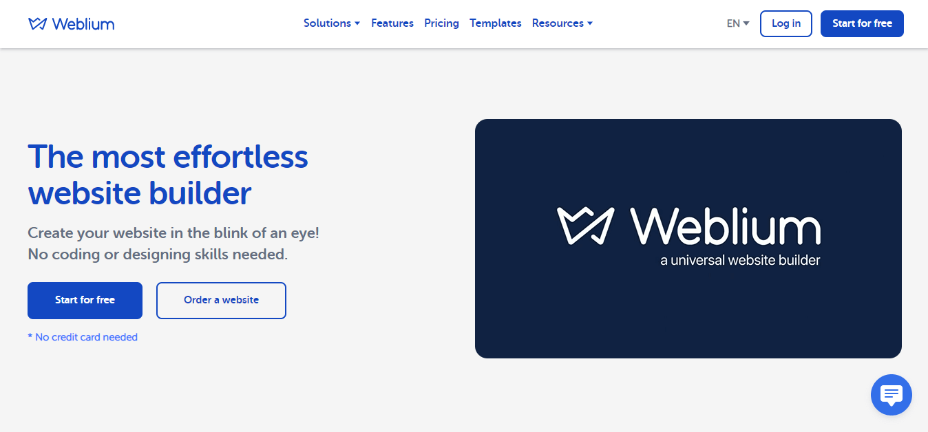 Weblium Review homepage
