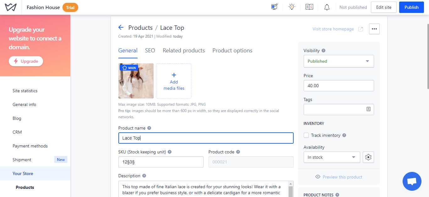 Weblium Review online store