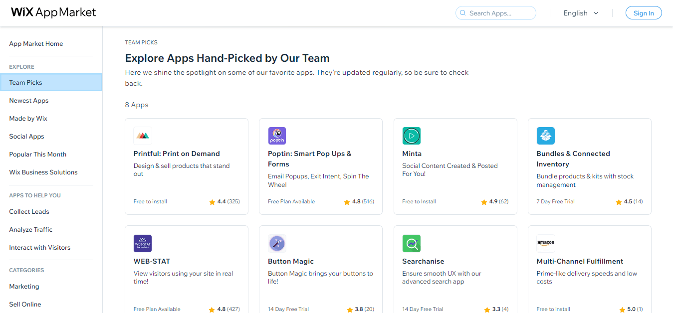 Wix app market - Wix vs Squarespace