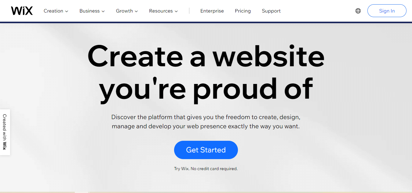Wix homepage