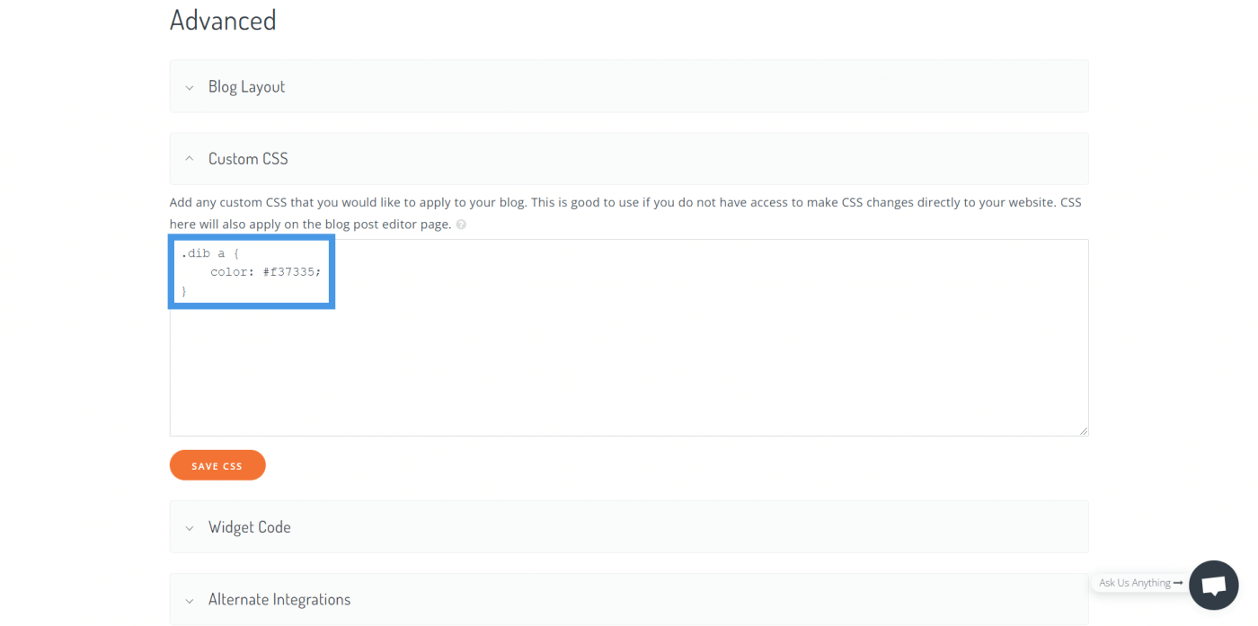 Custom CSS Dropinblog