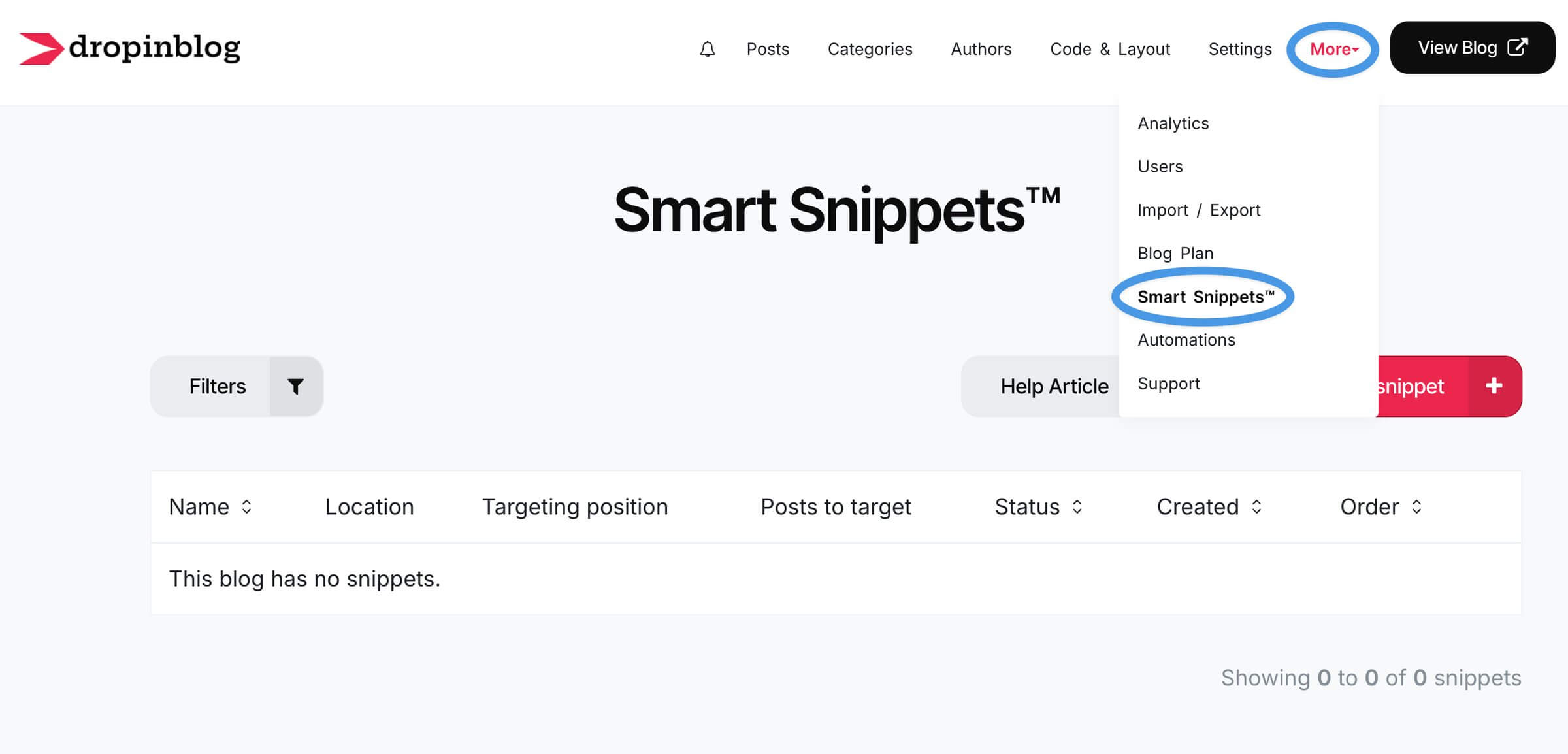 Accessing Smart Snippets