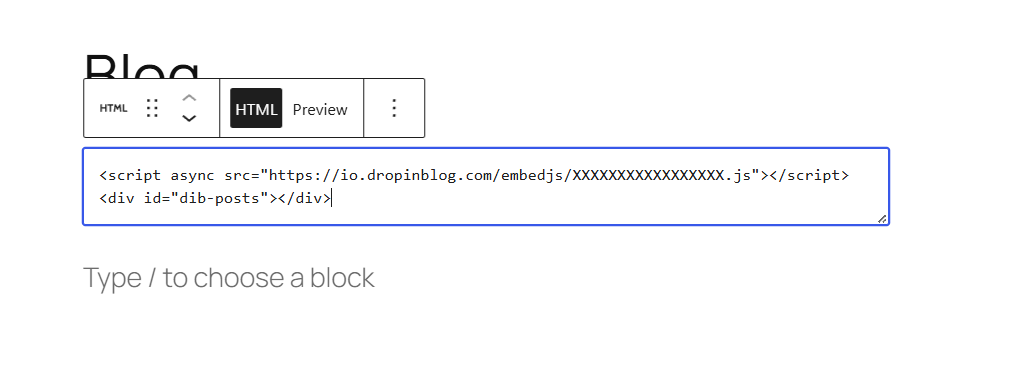 Adding your DropInBlog blog code to WordPress