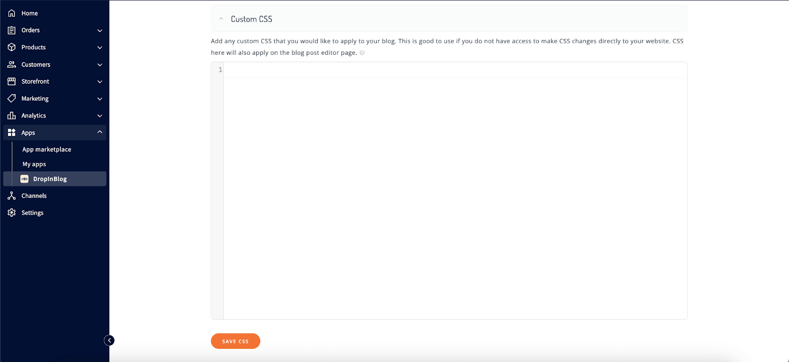 Add custom CSS with DropInBlog