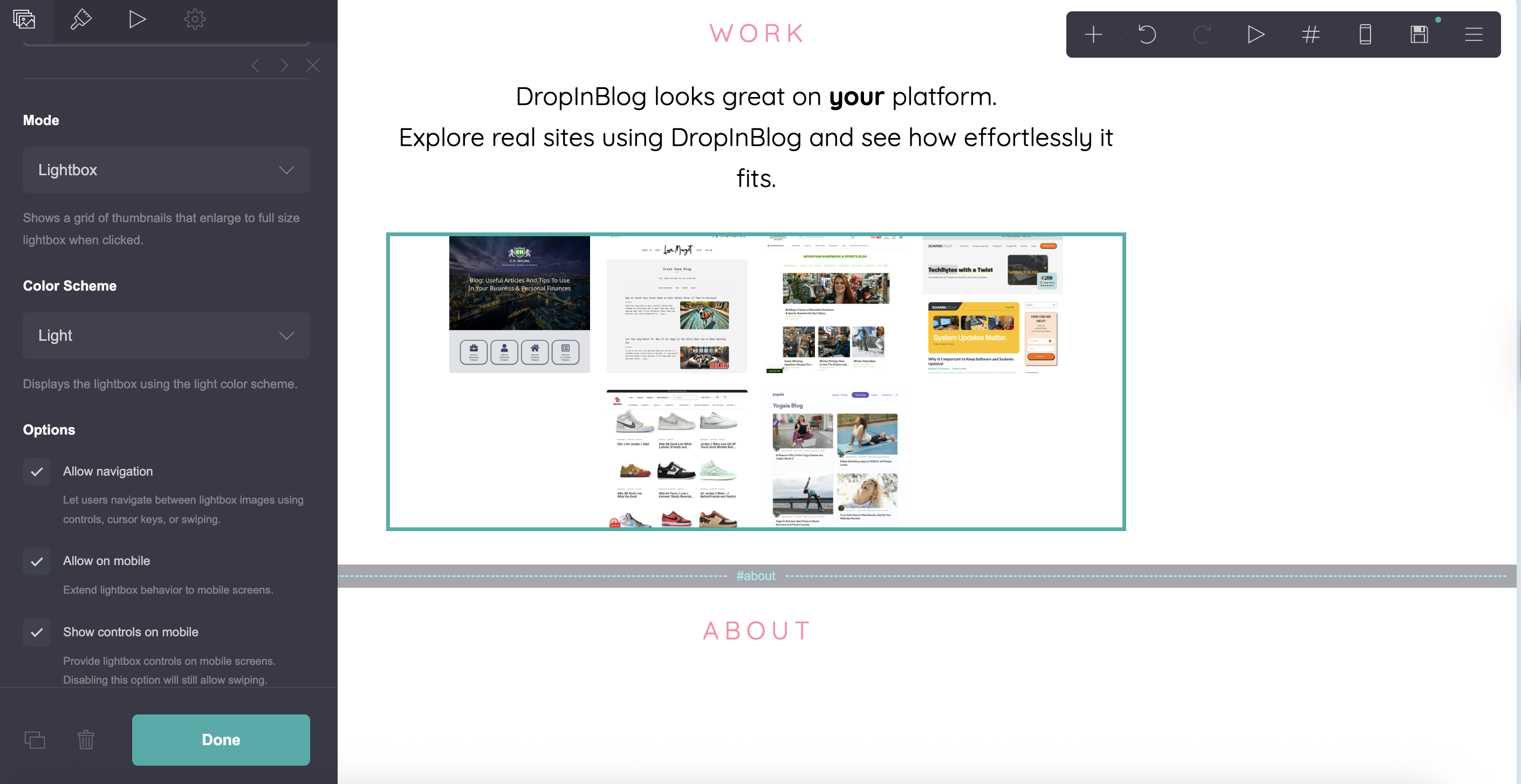 Carrd tutorial: Gallery section in Carrd's editor