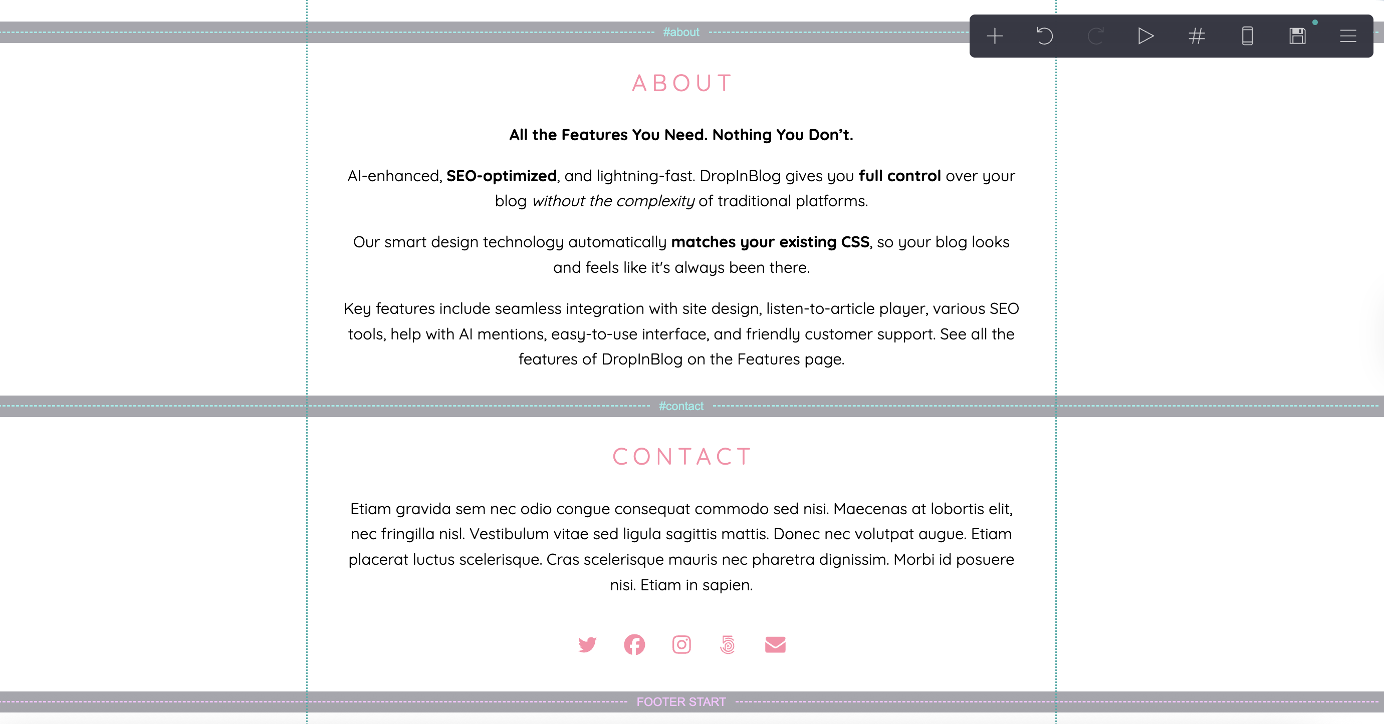 Editing About section in Carrd