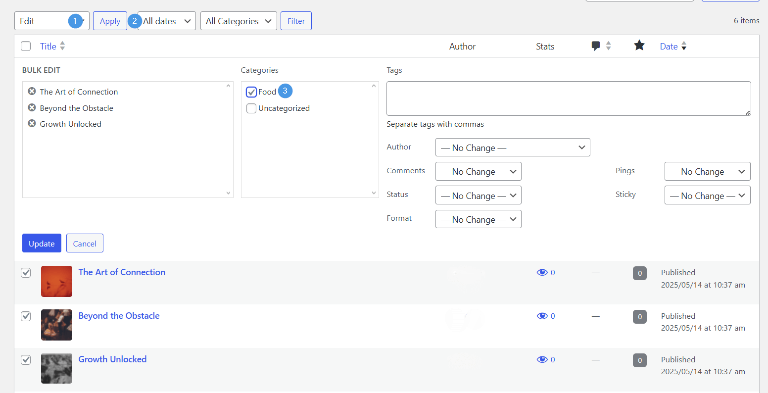 Add a second blog to WordPress: Assign posts to a category