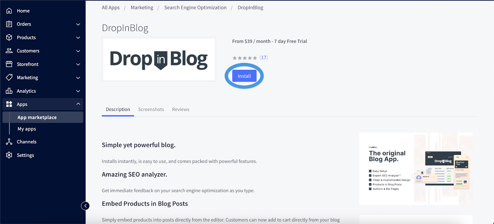 BigCommerce installation step
