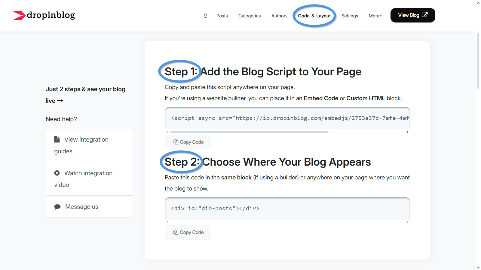Webflow blog install step