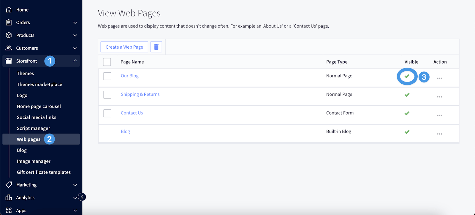 Change blog visibility in BigCommerce