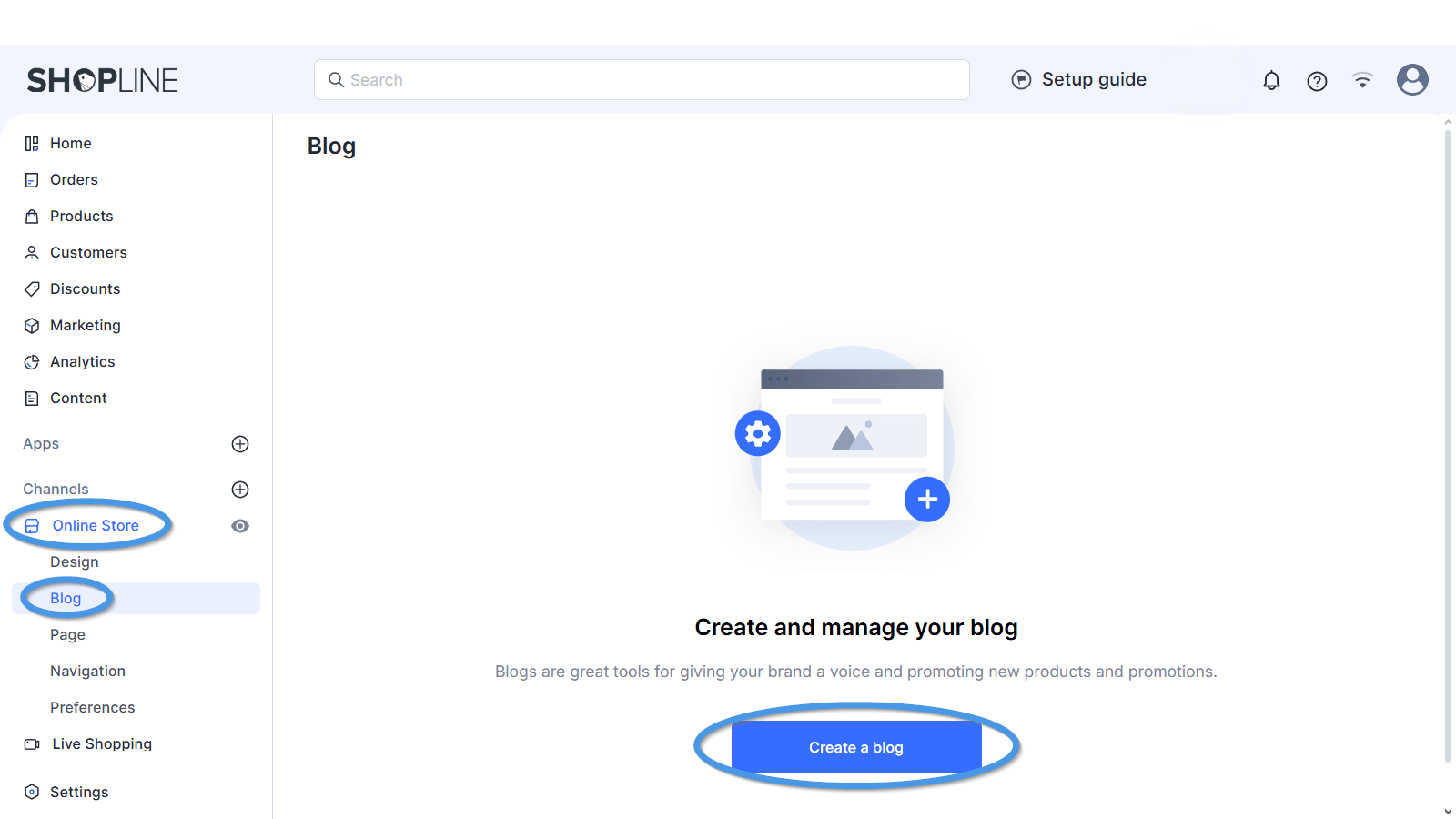 Create a blog on Shopline: Integration method 1