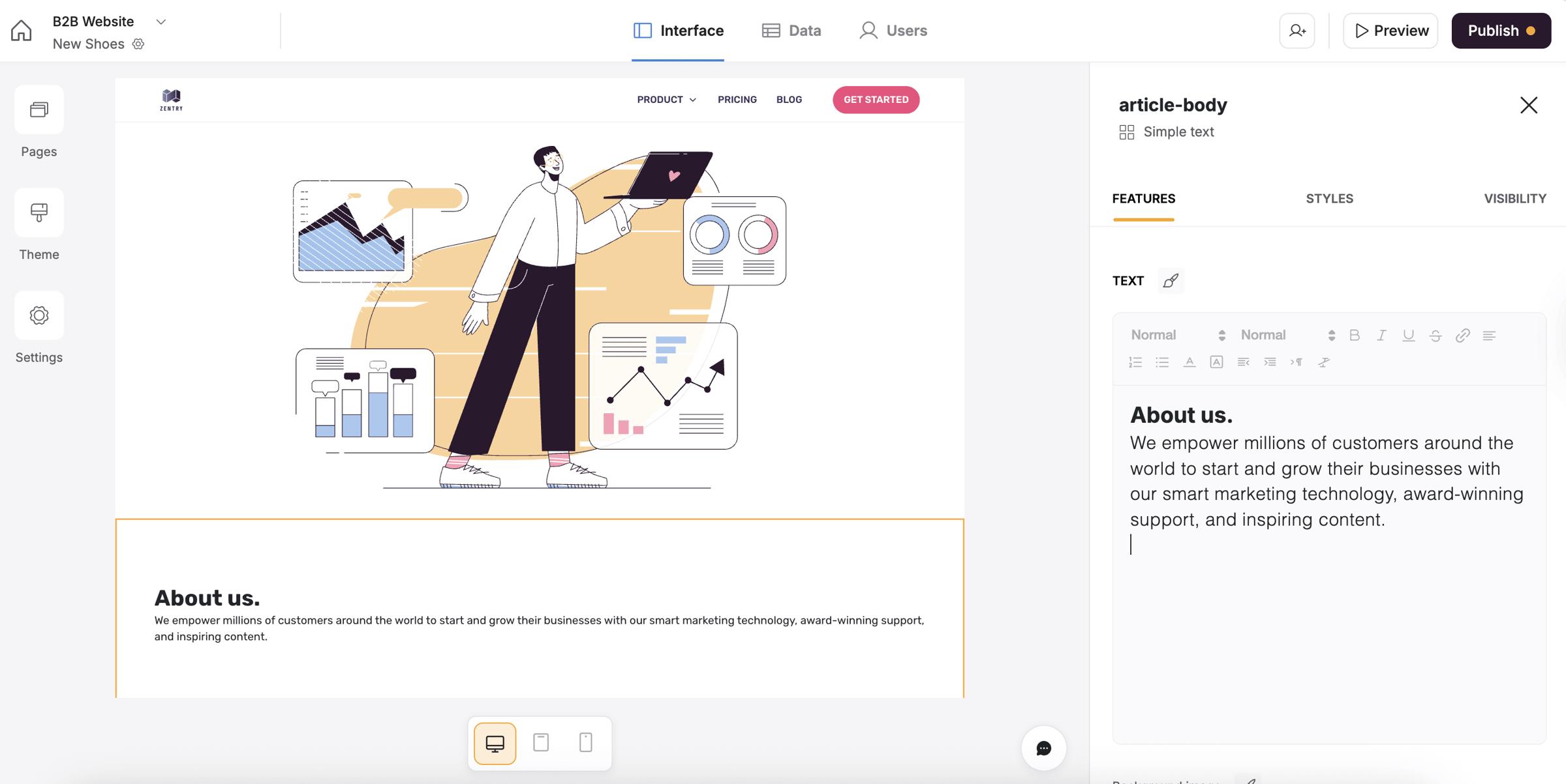 Create a blog post from within the Softr editor
