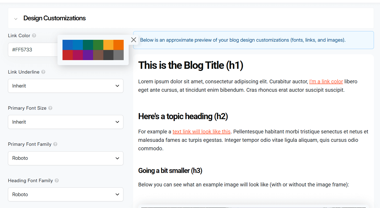Design Customizations in DropInBlog