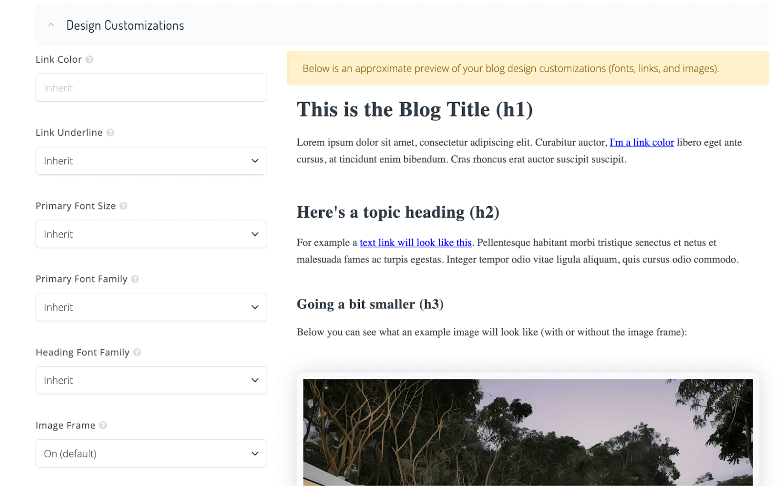 Design Customizations in DropInBlog