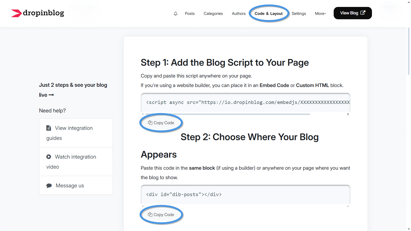 DropInBlog blog code