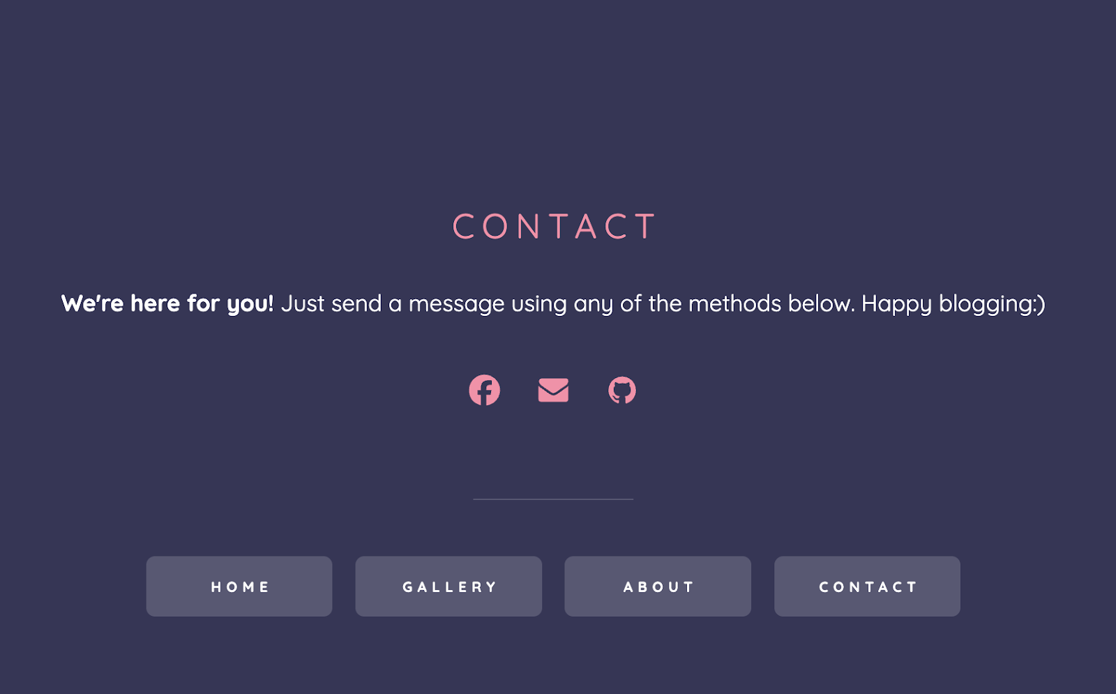 A Contact page created in Carrd