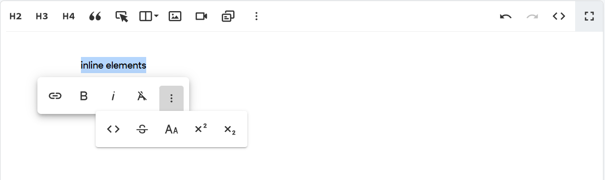 Inline elements DropInBlog supports