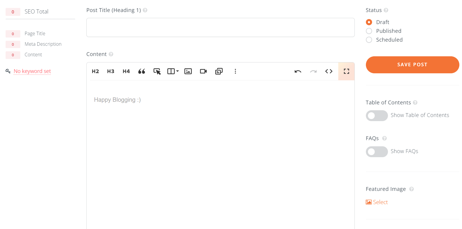 The DropInBlog post editor