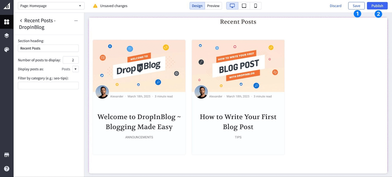 DropInBlog recent posts in BigCommerce