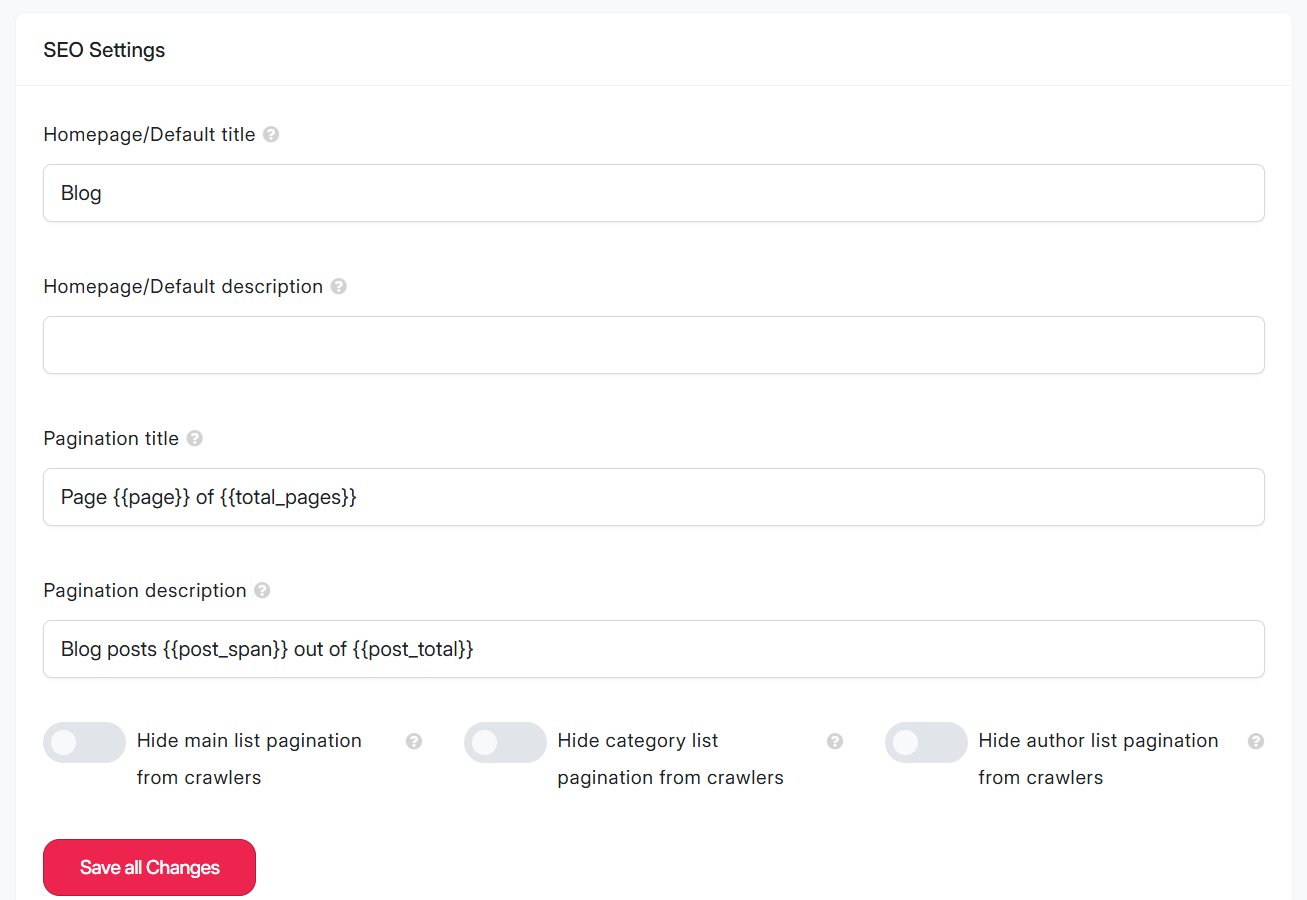 Managing your blog's SEO settings