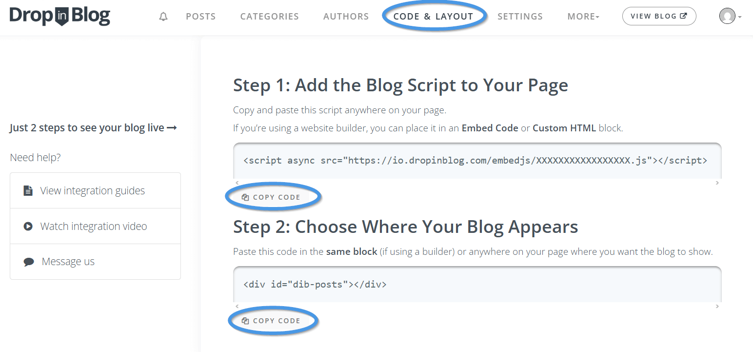 GoDaddy blog install step