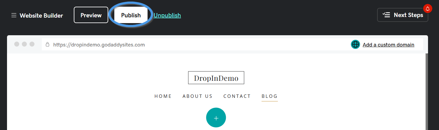GoDaddy blog install step