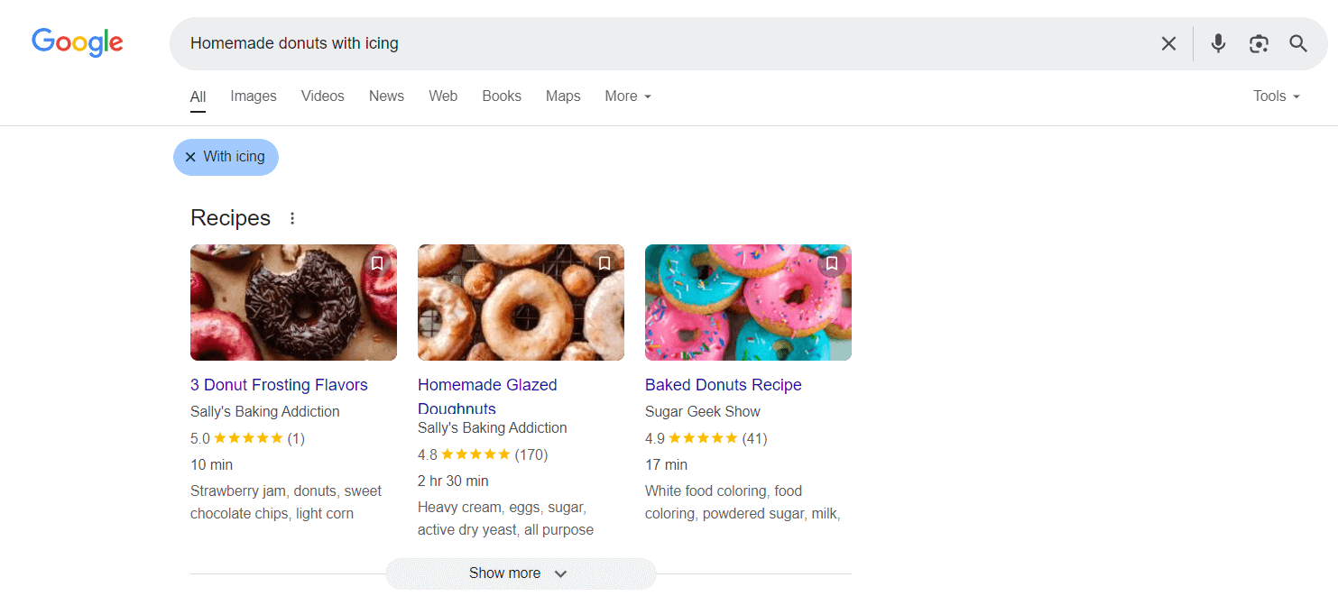 Google's rich results