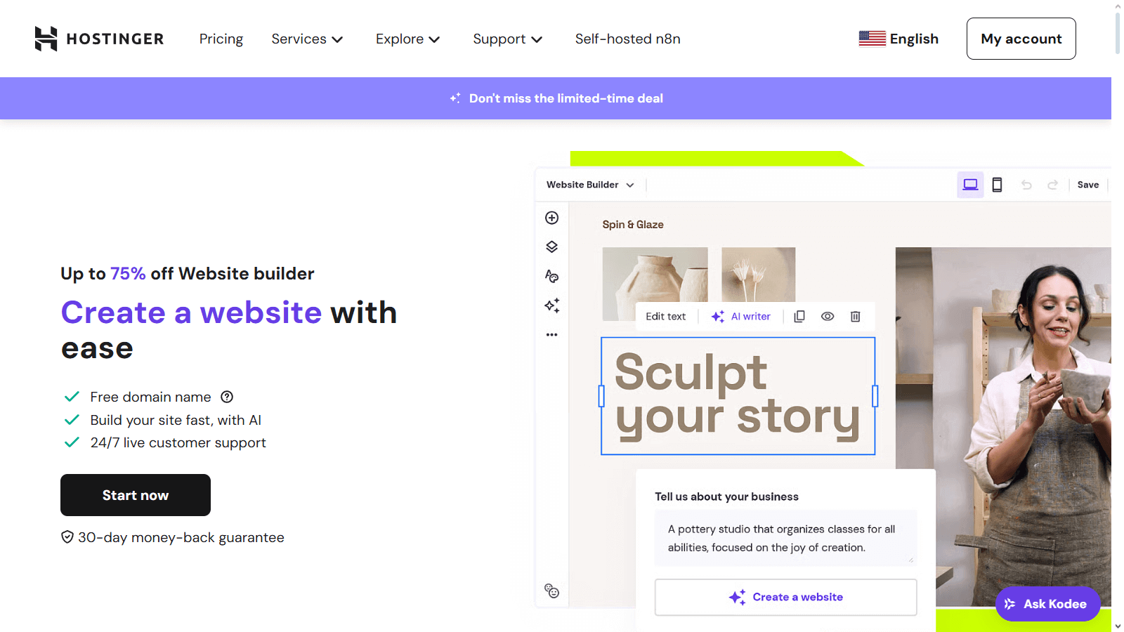 Hostinger landing page