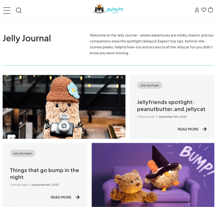 BigCommerce customers using DropInBlog: Jellycat