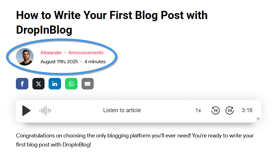 Blog post meta