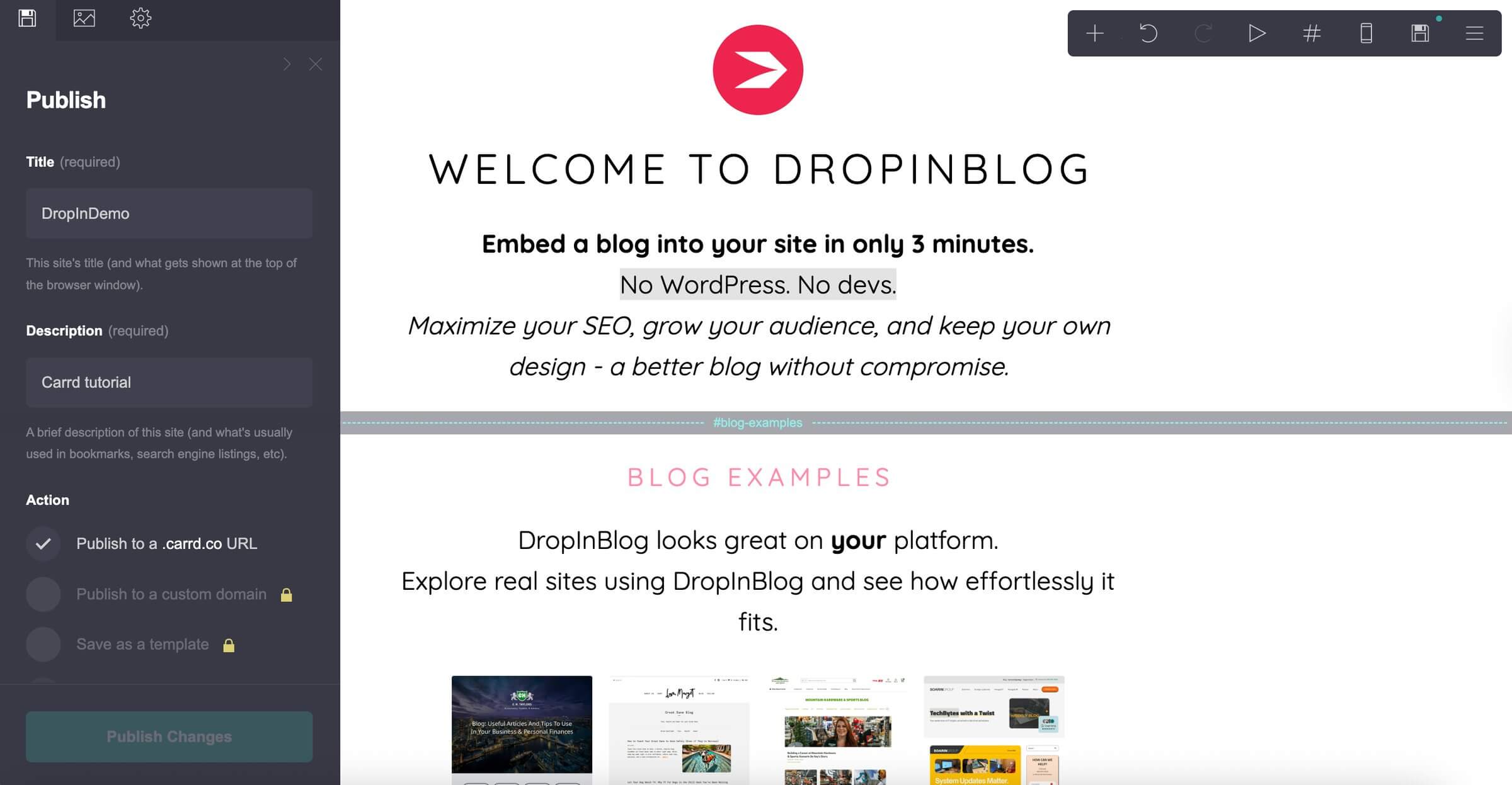 Publishing a Carrd website