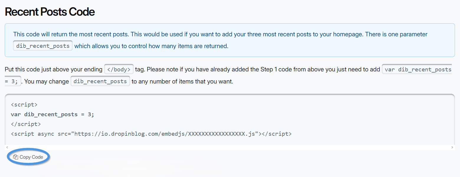 Recent posts code