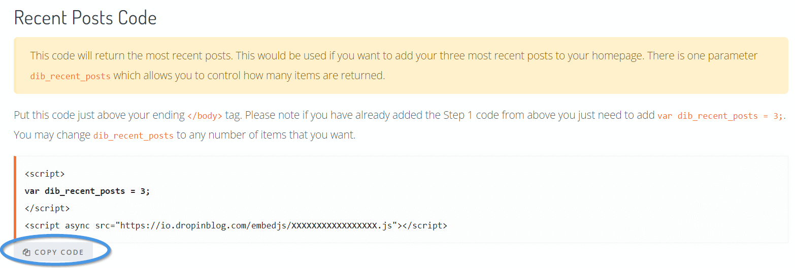Recent posts code