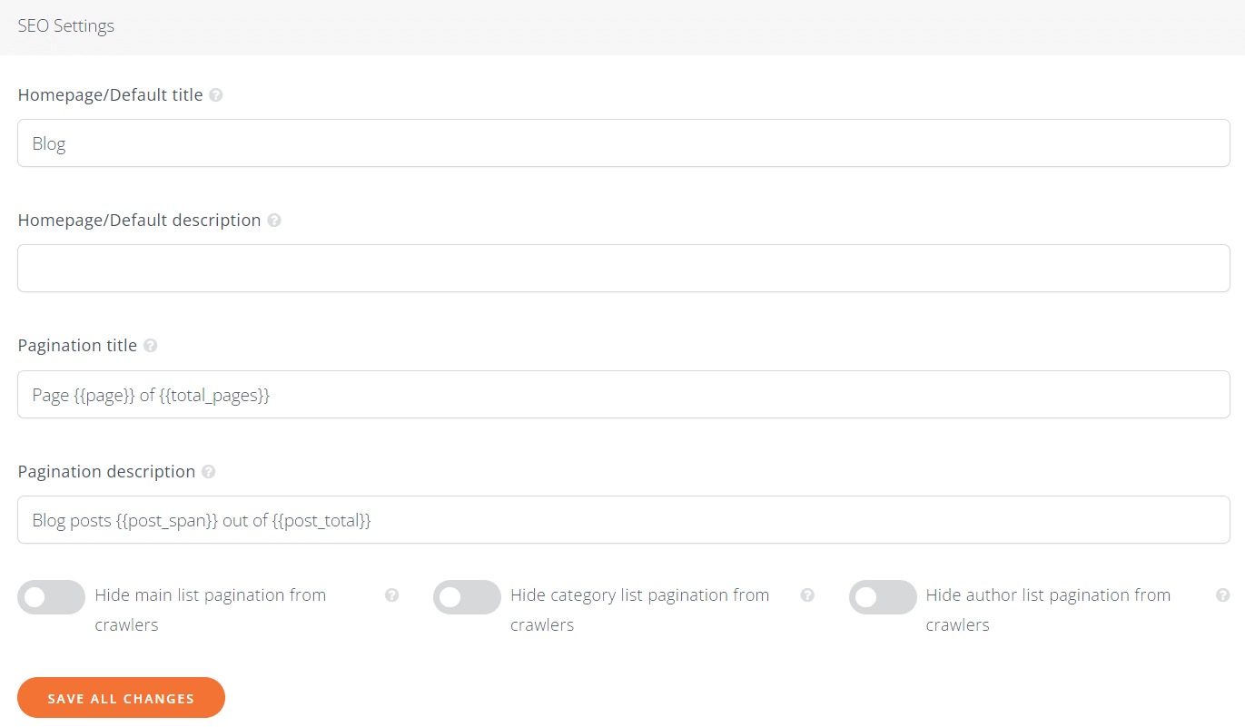 Managing your blog's SEO settings