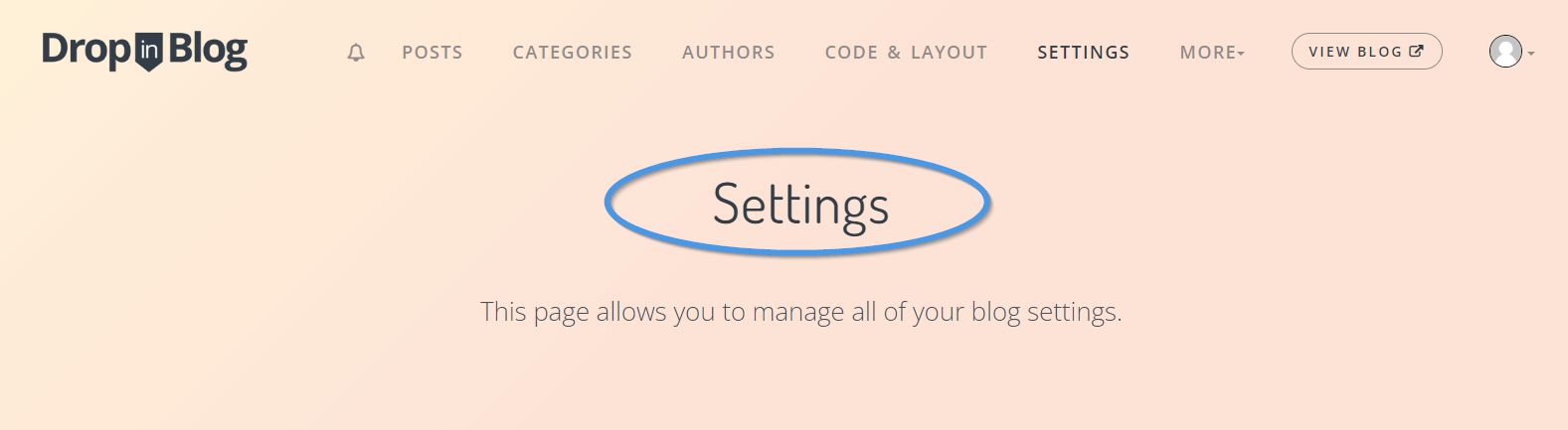 DropInBlog Settings page