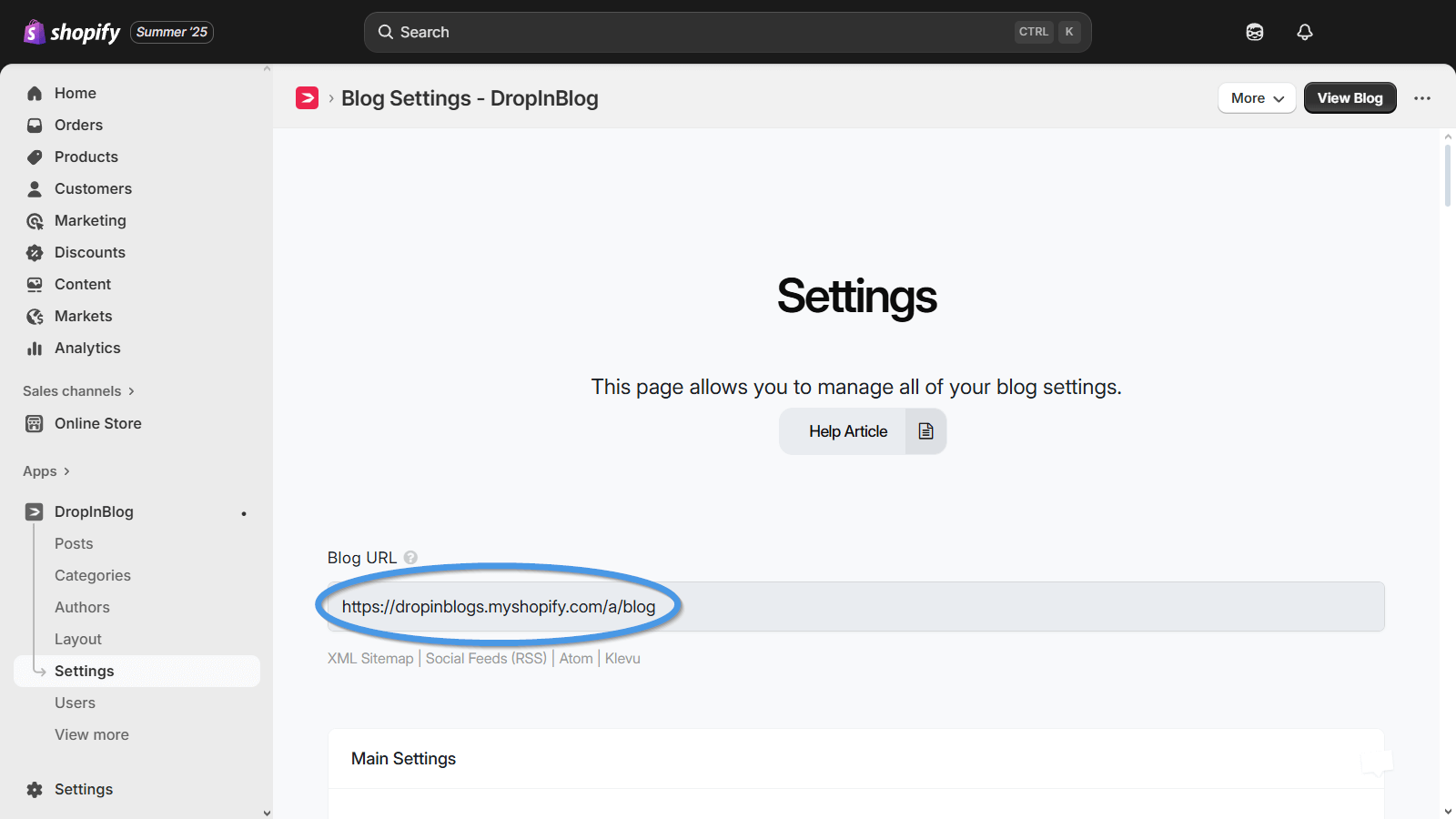 Shopify blog install step