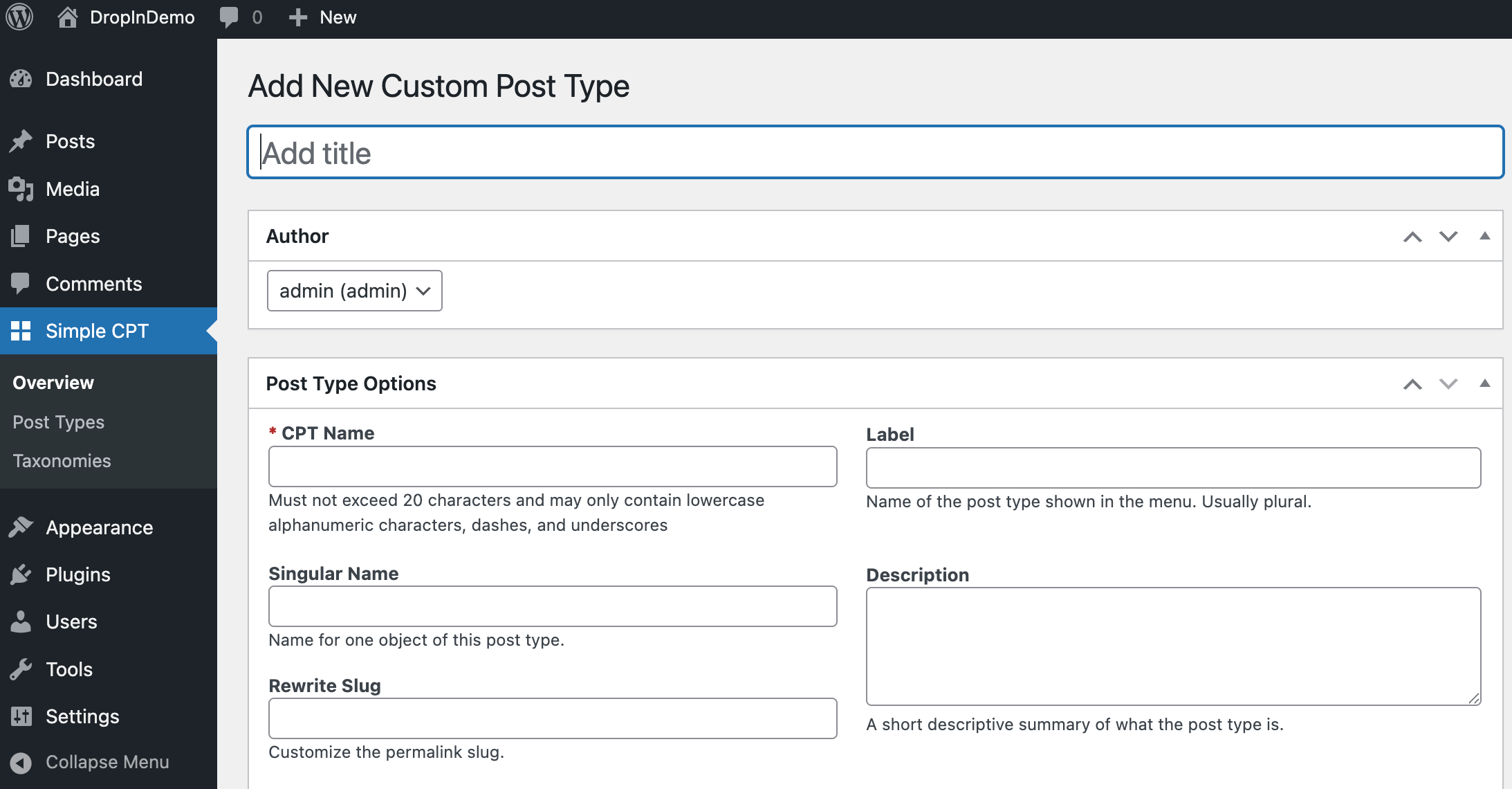 Adding custom post types in WordPress via plugin