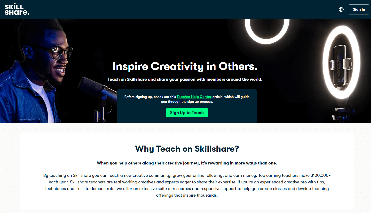 Start a class on Skillshare