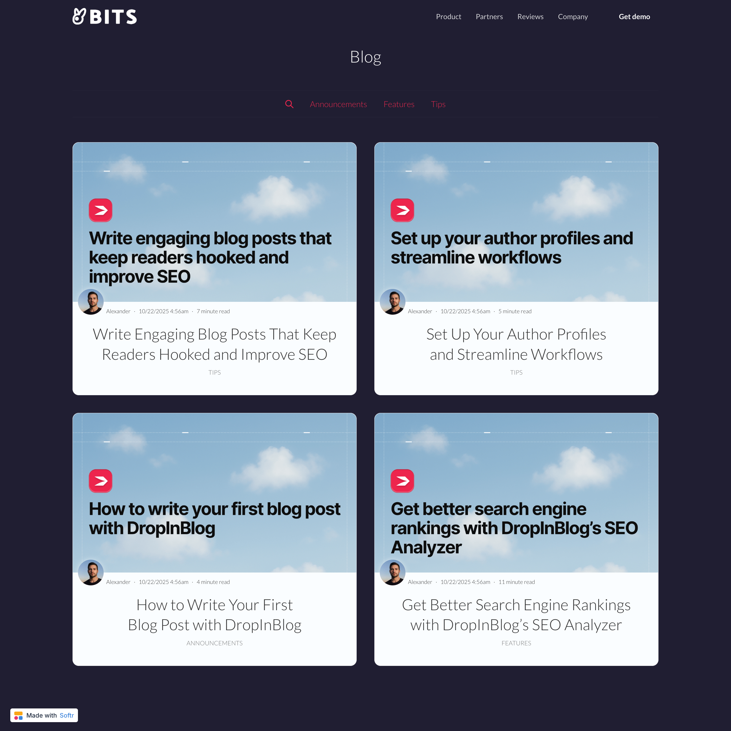 Softr blog install step