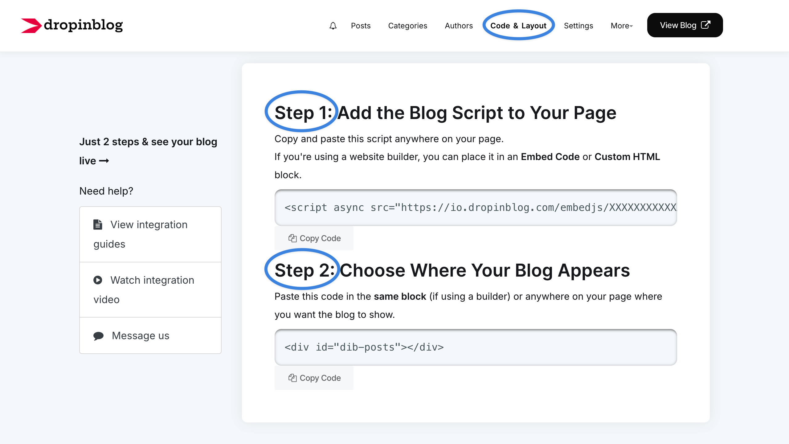 Weebly blog install step