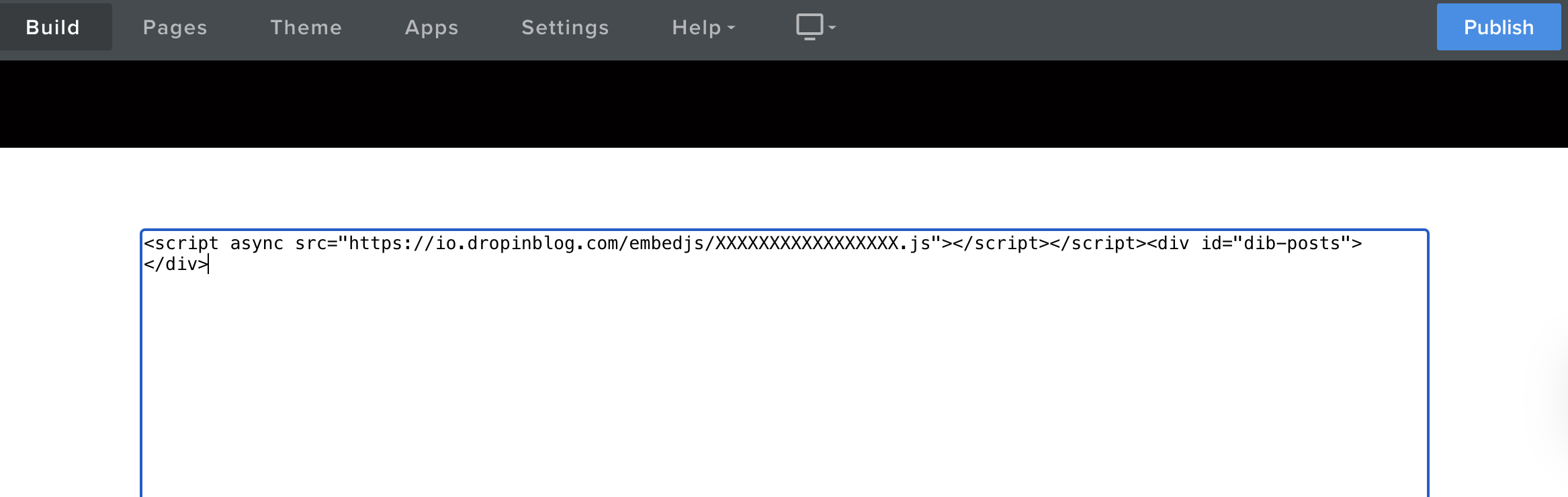 Weebly blog install step
